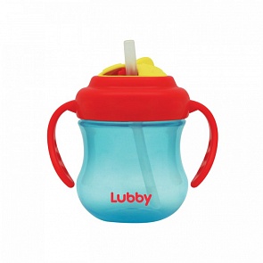 Поильник голубой Mini Twist с трубочкой, 250 мл, от 6 мес (lubby, 15760/144/12_голубой)